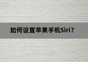 如何设置苹果手机Siri? 如何设置苹果手机Siri?-图片1
